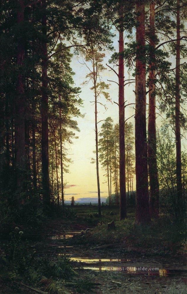Dämmerung 1883 klassische Landschaft Ivan Ivanovich Bäume Ölgemälde